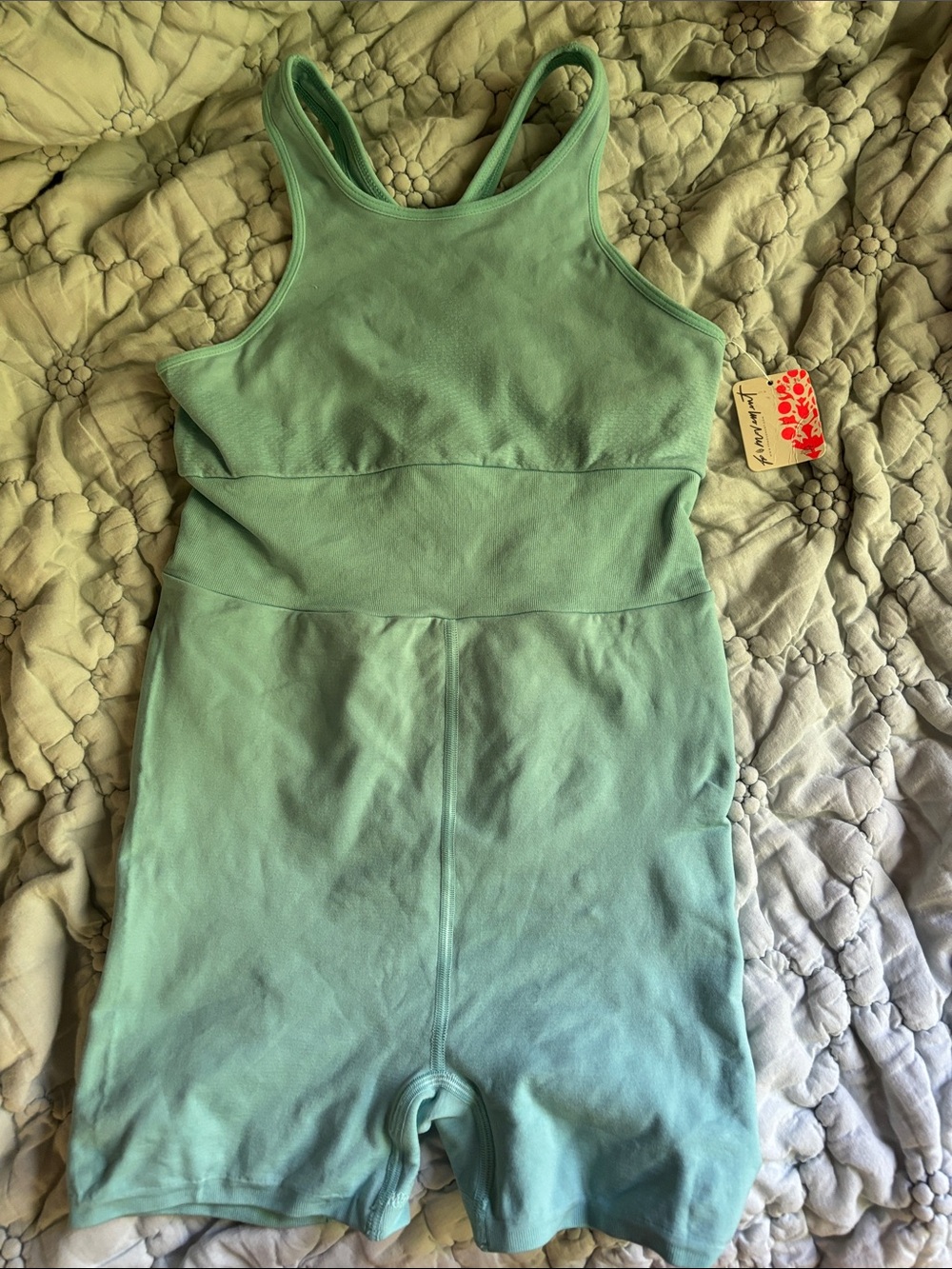 Free Peoplr FP Movement Cascade Turquoise Romper Athletic Material, XS/S - Picture 3 of 5